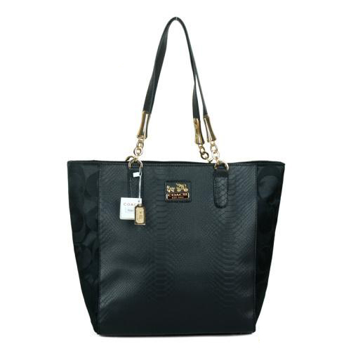 Coach Madison North South Bonded Small Black Totes EAX | Women - Click Image to Close